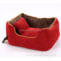 Washable corduroy pet bed with a soft pillow